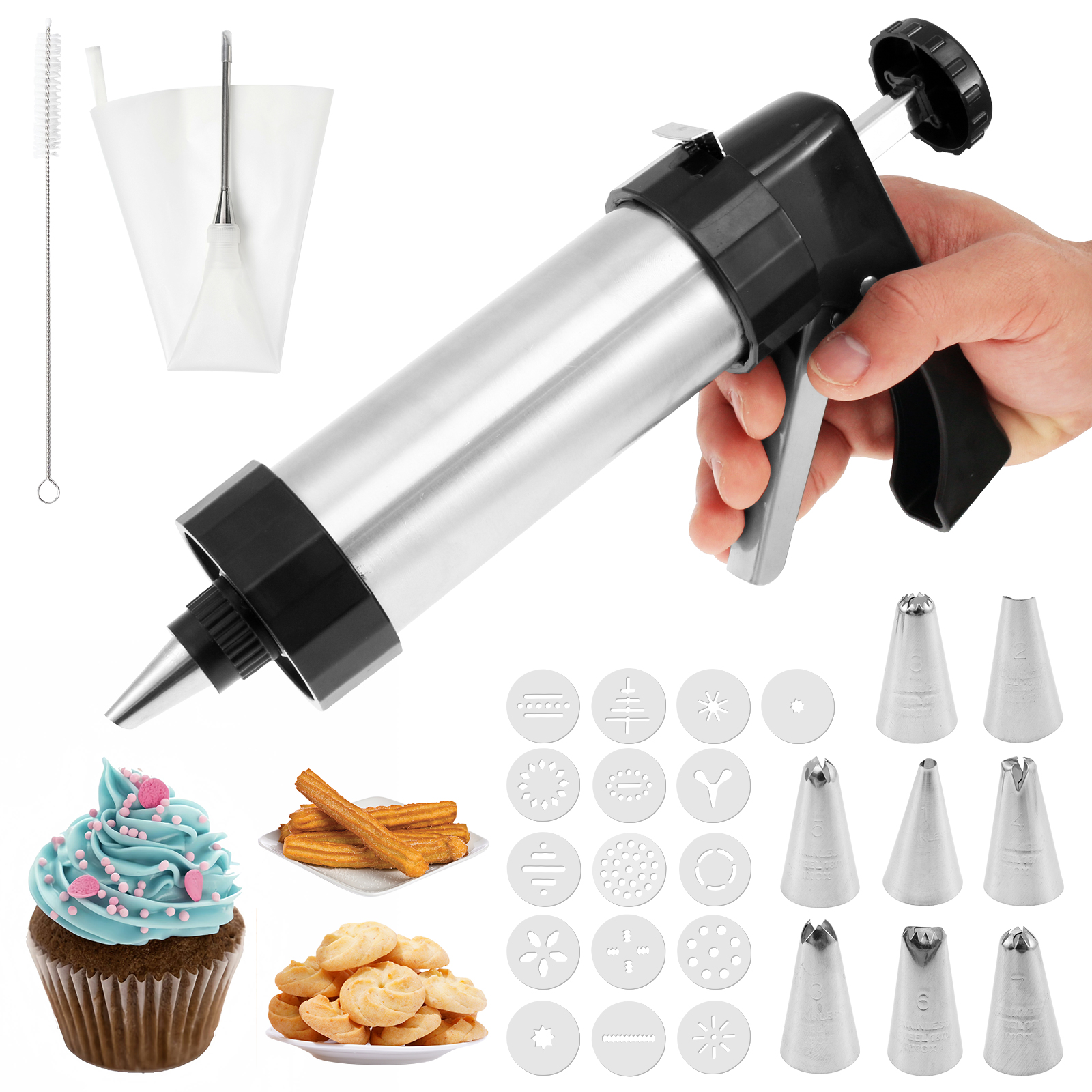 Churros Maker Gun - Stainless Steel Cookie Gun Churros Maker