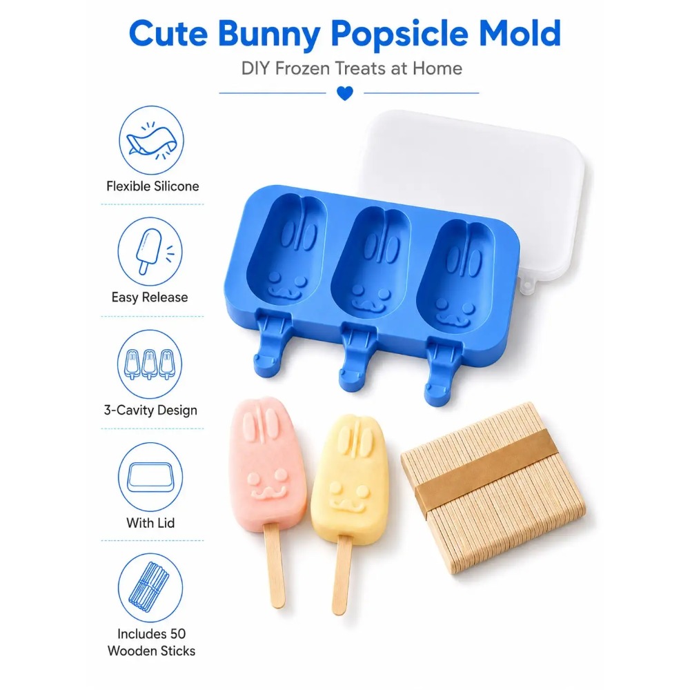 1pc 3-Cavity Silicone Popsicle – Bunny Cake Mold Bewertung und Preis
