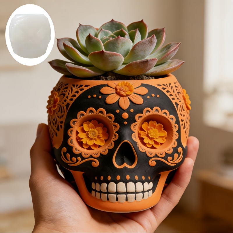 Flower relief skull succulent  – Potsticker Mold Bewertung und Preis