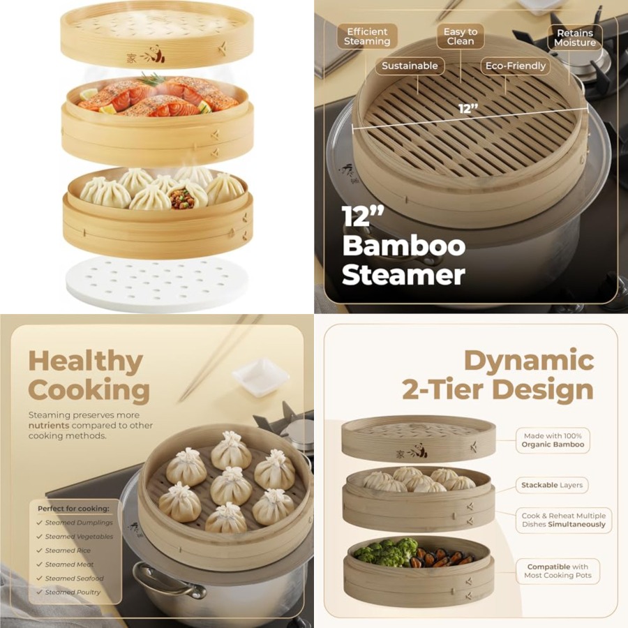 Bamboo Steamer Basket - 2-Tier – Bao Steamer Bamboo Bewertung und Preis