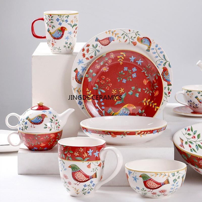 1pc European Ceramic Red Flowe – Dim Sum Basket Bewertung und Preis