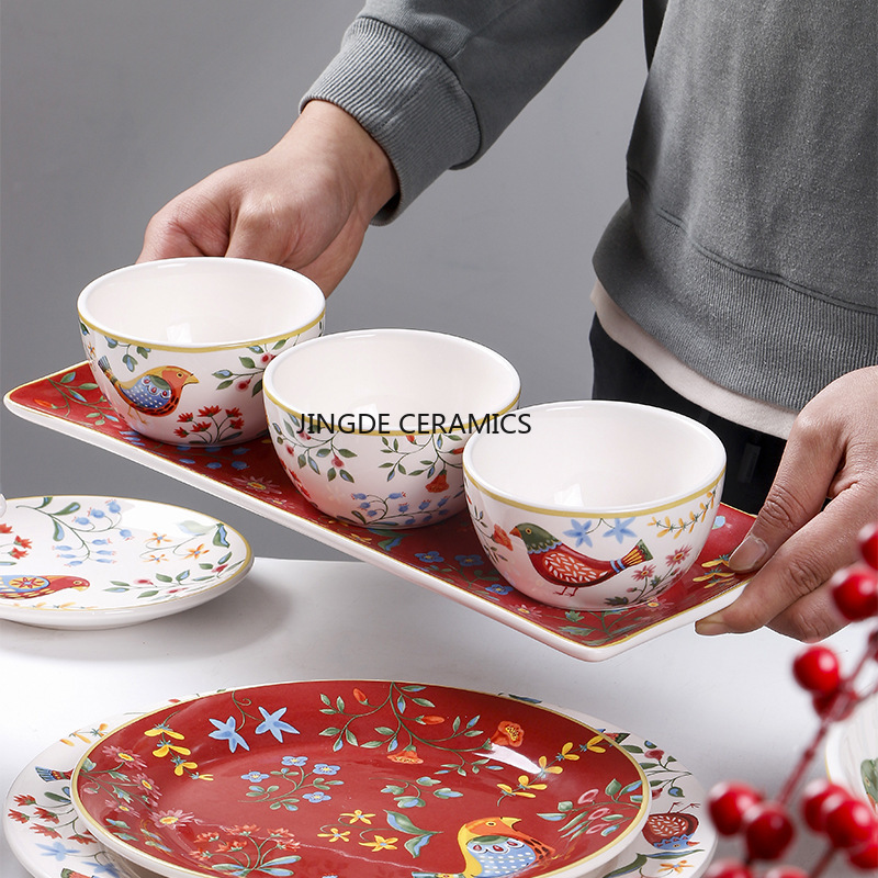 1pc European Ceramic Red Flowe – Dim Sum Basket Bewertung und Preis